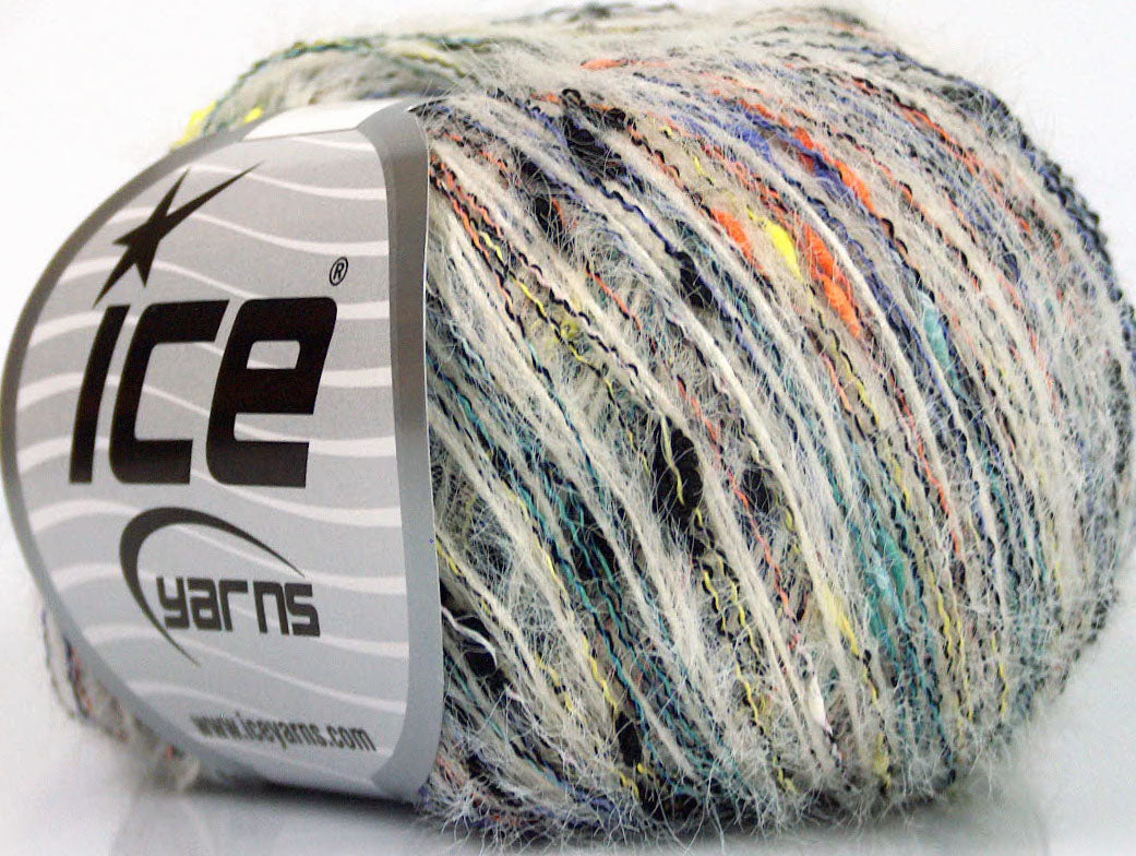 Lot of 8 Skeins ICE SALE EYELASH BLEND Yarn White Turquoise Lilac Green