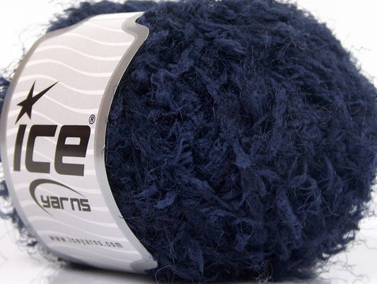 Lot of 8 Skeins ICE POLAR EYELASH Hand Knitting Yarn Navy