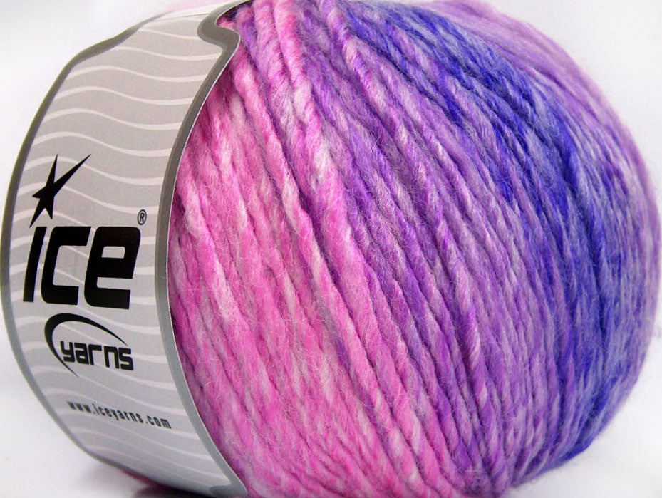 Lot of 4 x 100gr Skeins Ice Yarns ROSETO WORSTED (30% Wool) Yarn Pink Shades Lilac Shades Purple