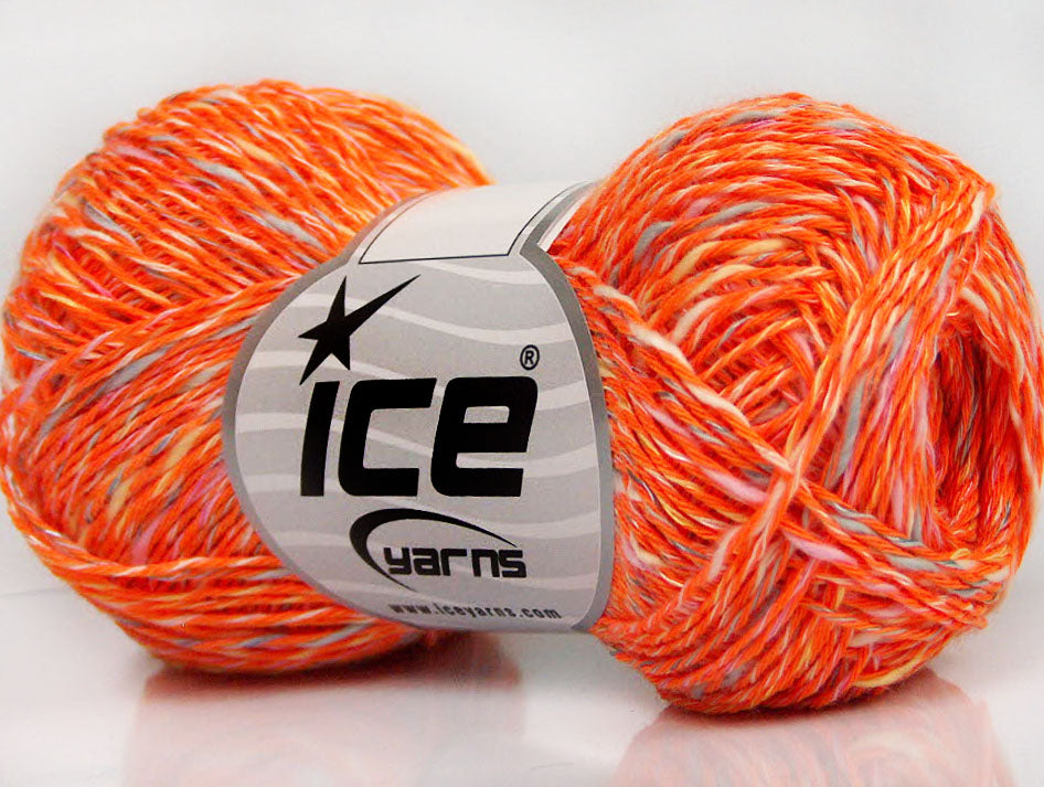Lot of 8 Skeins Ice Yarns CANARIO (40% Cotton 20% Viscose) Yarn Orange