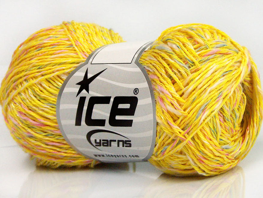 Lot of 8 Skeins Ice Yarns CANARIO (40% Cotton 20% Viscose) Yarn Yellow