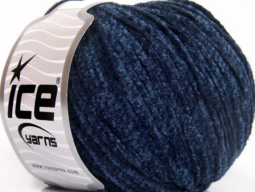 Lot of 8 Skeins ICE CHENILLE LIGHT (100% Microfiber) Yarn Navy Melange