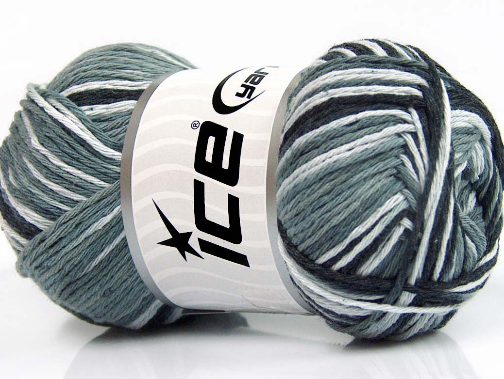 Lot of 4 x 100gr Skeins Ice Yarns NATURAL COTTON COLOR (100% Cotton) Yarn Black Grey White