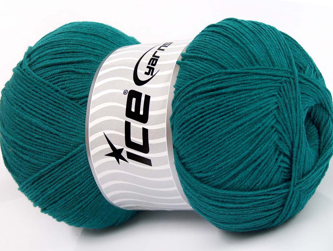 Lot of 4 x 100gr Skeins Ice Yarns LORENA SUPERFINE (55% Cotton) Yarn Emerald Green
