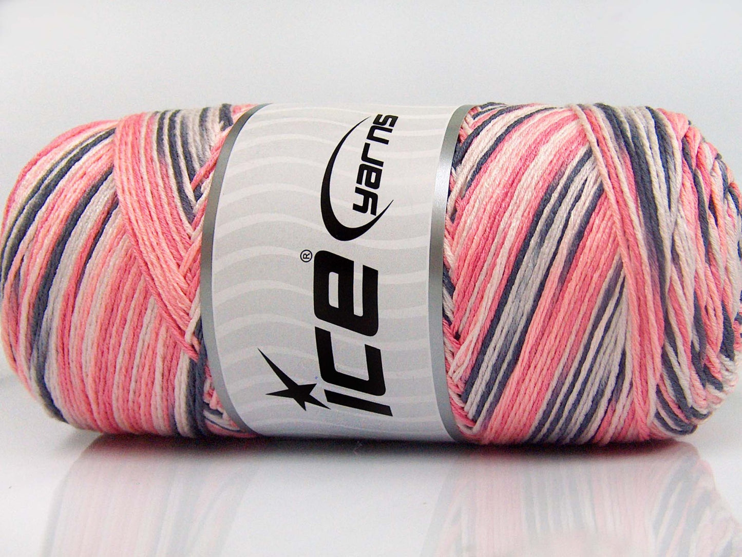 Lot of 2 x 200gr Skeins Ice Yarns SAVER COLOR LIGHT Yarn Salmon Shades White Grey