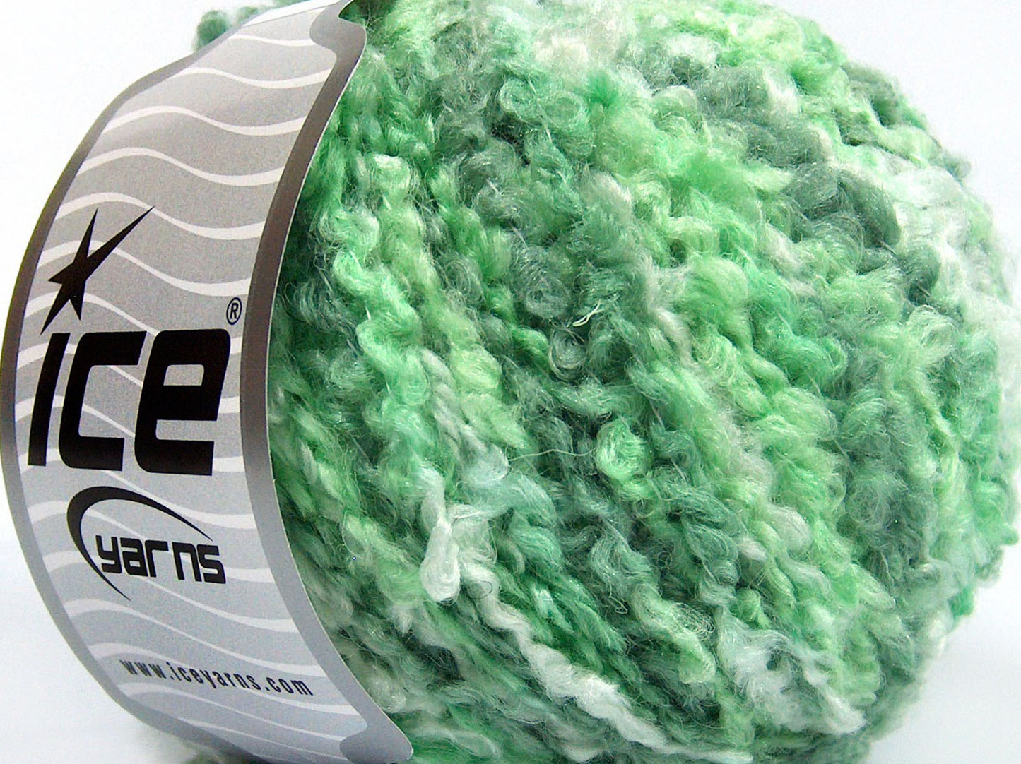 Lot of 8 Skeins Ice Yarns BOUCLE WOOL BULKY (35% Wool) Yarn Green Shades