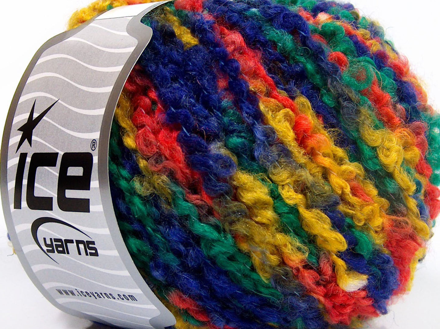 Lot of 8 Skeins Ice Yarns BOUCLE WOOL BULKY (35% Wool) Yarn Yellow Green Orange Navy
