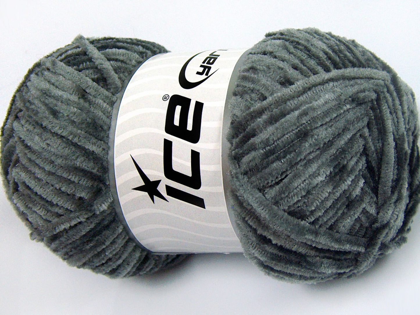 Lot of 4 x 100gr Skeins Ice Yarns CHENILLE LIGHT 100 (100% MicroFiber) Yarn Grey