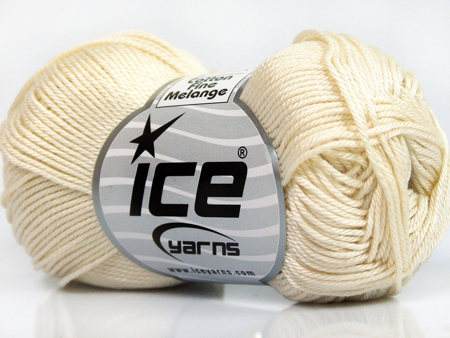 Lot of 6 Skeins Ice Yarns COTTON FINE MELANGE (100% Mercerized Cotton) Yarn Cream