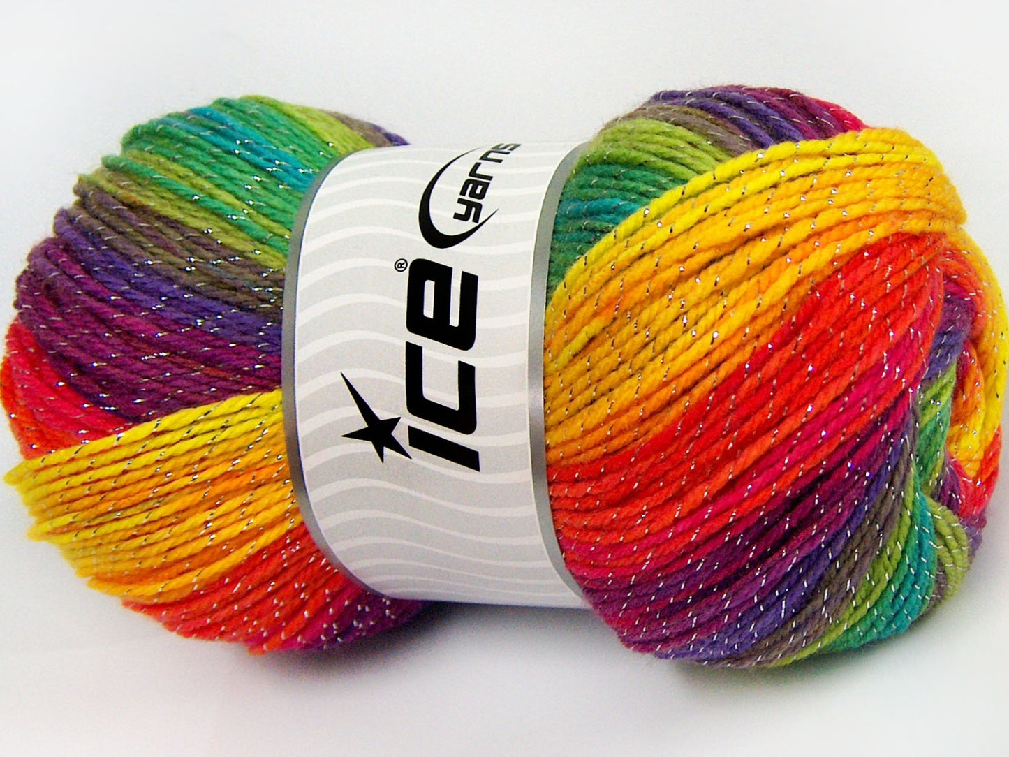 Lot of 4 x 100gr Skeins Ice Yarns MAGIC GLITZ Hand Knitting Yarn Rainbow
