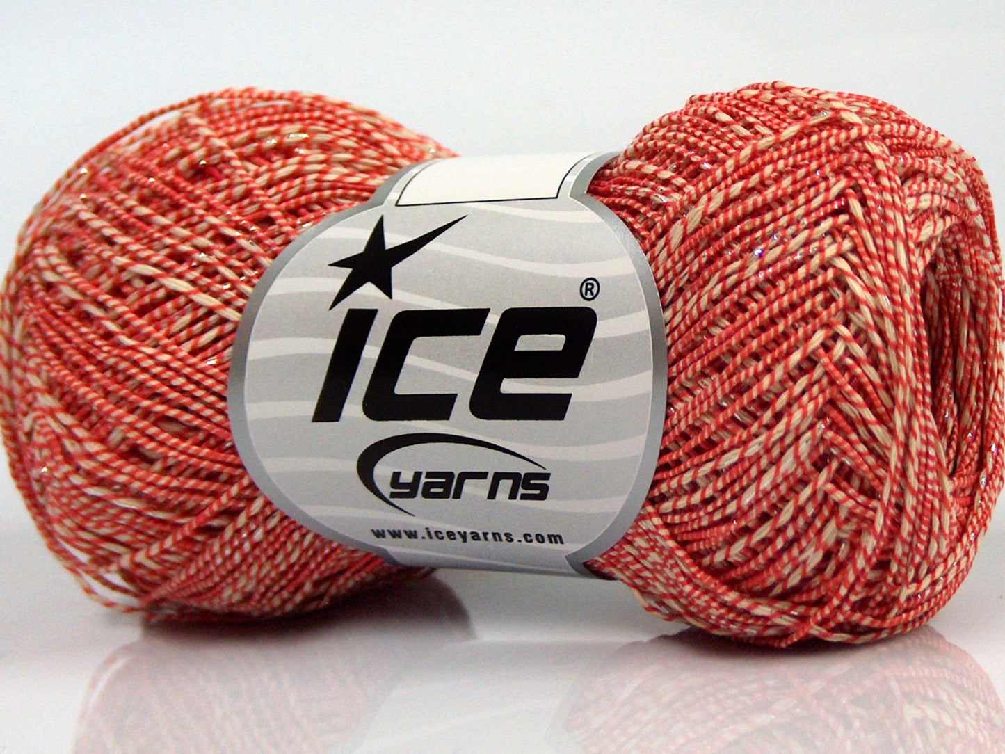 Lot of 8 Skeins Ice Yarns ALDEBARAN GLITZ (50% Cotton) Yarn Cream Red