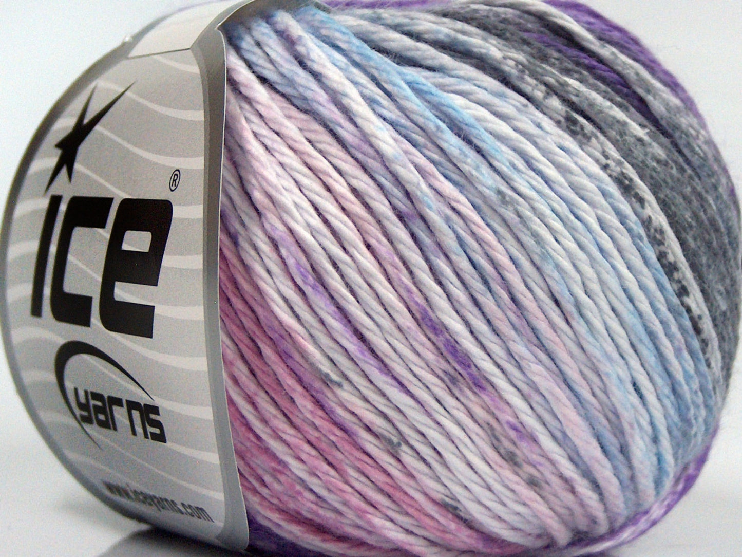 Lot of 8 Skeins Ice Yarns MONA LISA (100% Cotton) Yarn Lilac Pink Shades Dark Grey Light Blue