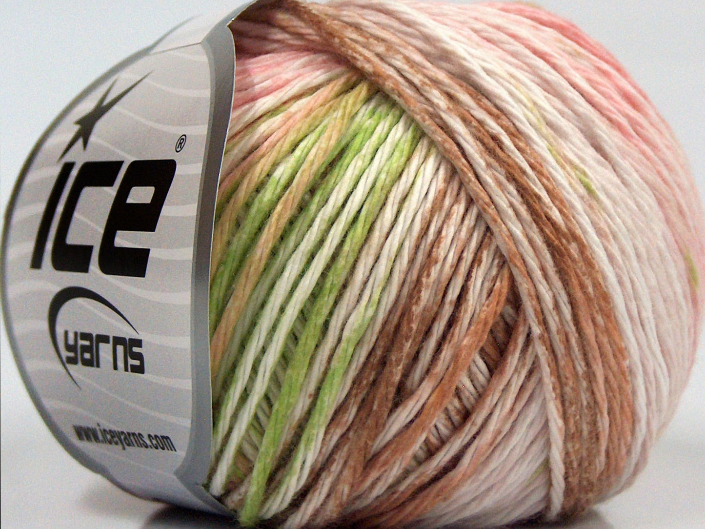 Lot of 8 Skeins Ice Yarns MONA LISA (100% Cotton) Yarn Pink Shades Brown White Light Green