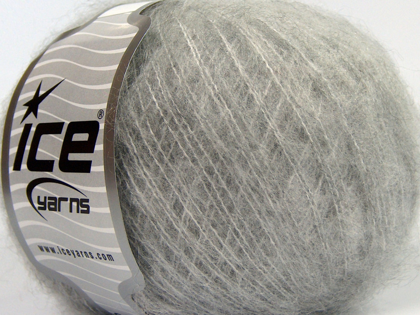 Lot of 8 Skeins Ice Yarns FLUFFY WOOL SUPERFINE (20% Wool 3% Elastan) Yarn Light Grey