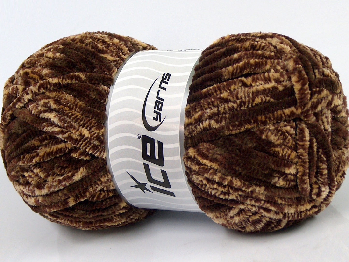 Lot of 4 x 100gr Skeins Ice Yarns CHENILLE BABY SAFARI (100% MicroFiber) Yarn Brown Shades