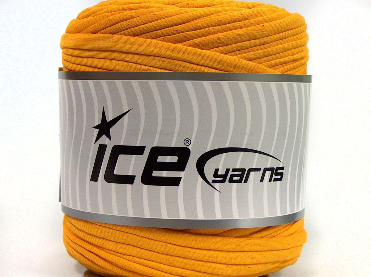 600 gr ICE YARNS UPCYCLED FABRIC 600 (95% Cotton 5% Elastan) Yarn Dark Yellow