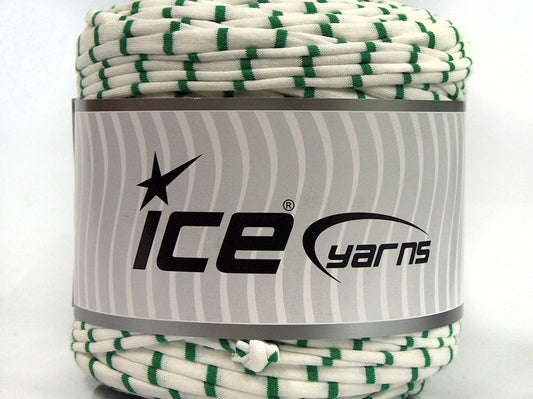 600 gr ICE YARNS UPCYCLED FABRIC 600 (95% Cotton 5% Elastan) Yarn White Green