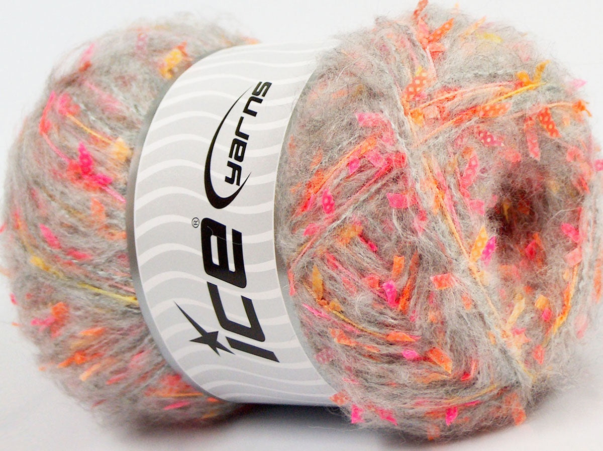 Lot of 4 x 100gr Skeins Ice Yarns SALE WINTER (20% Wool) Yarn Light Grey Orange Pink Yellow