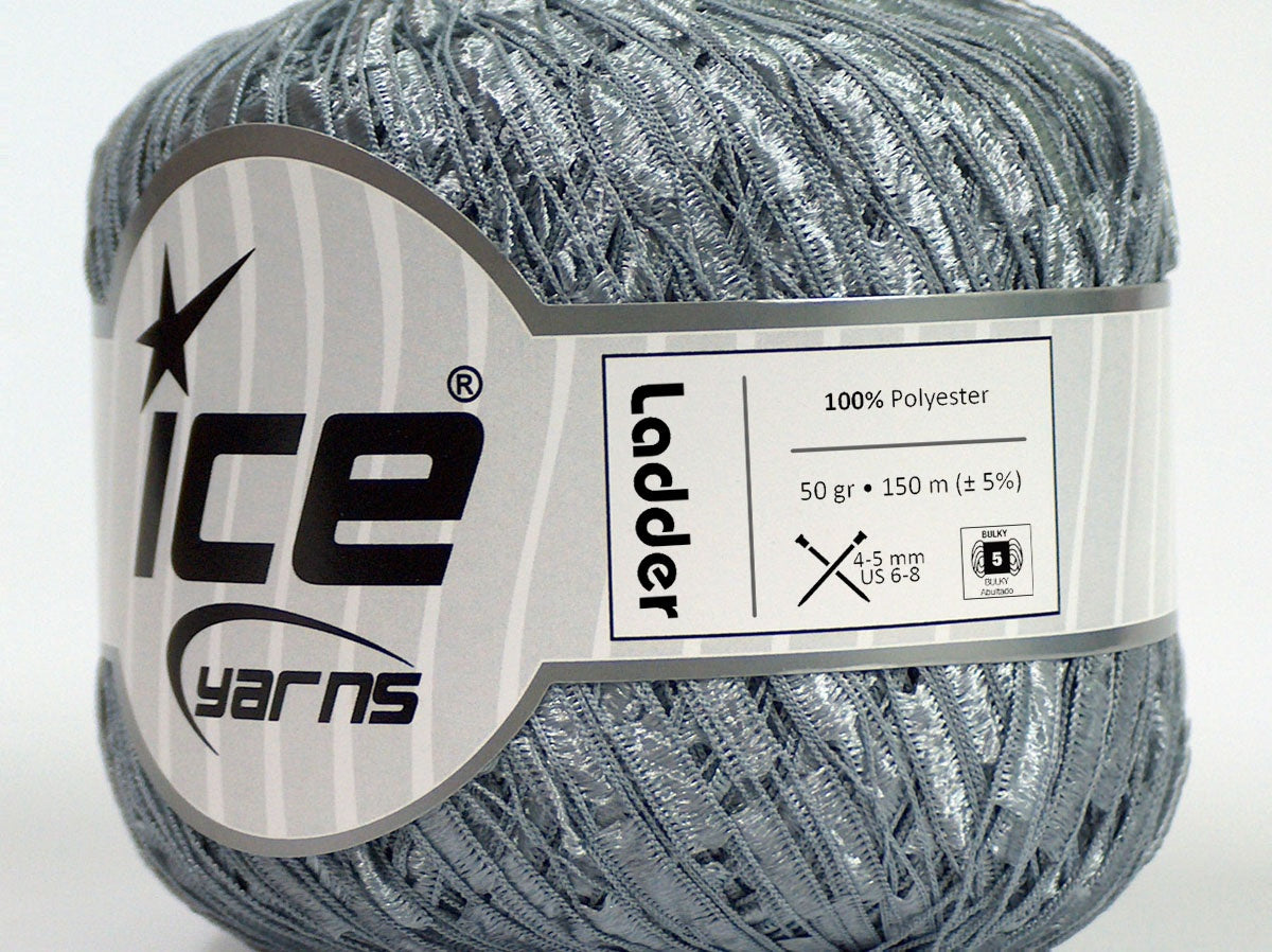 Lot of 6 Skeins Ice Yarns Trellis LADDER Hand Knitting Yarn Light Grey