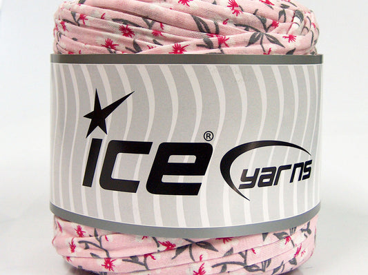 600 gr ICE YARNS UPCYCLED FABRIC 600 (95% Cotton 5% Elastan) Yarn Pink Red White Grey