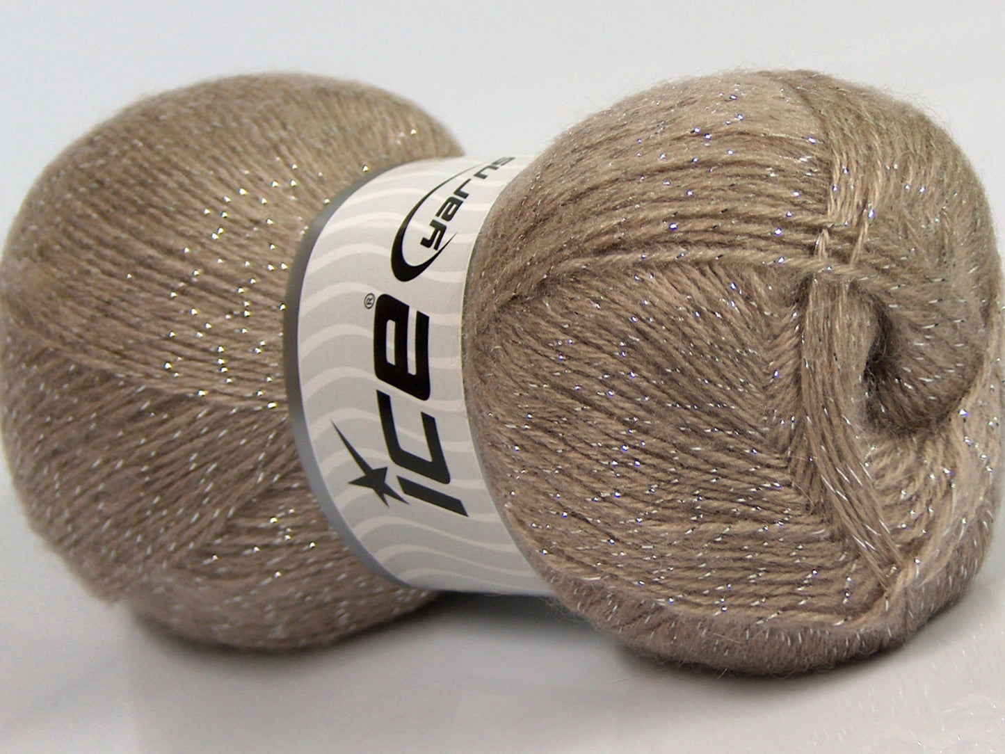 Lot of 4 x 100gr Skeins Ice Yarns ELITE SHAWL GLITZ (10% Mohair 10% Wool) Yarn Milky Brown
