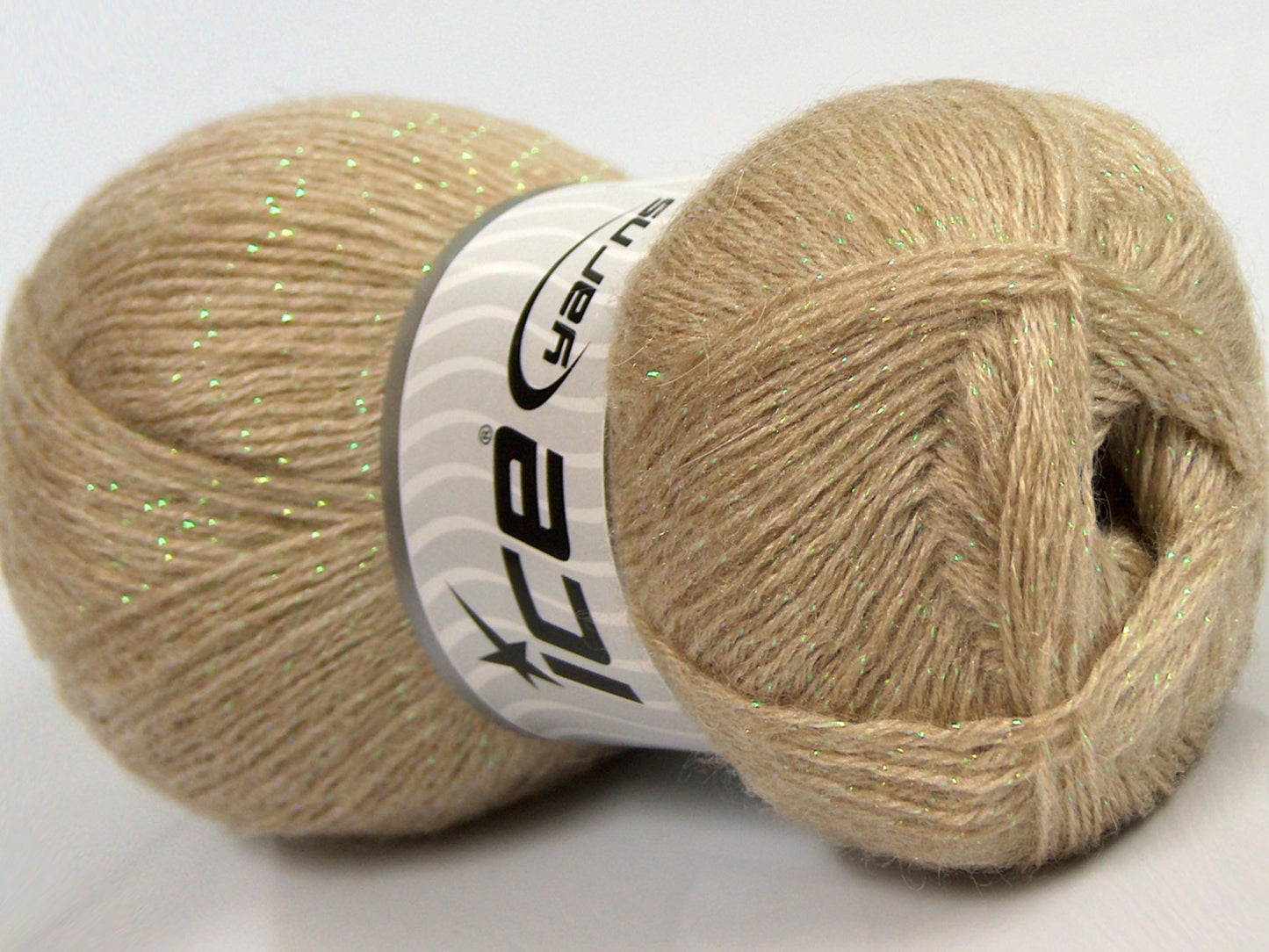 Lot of 4 x 100gr Skeins Ice Yarns ELITE SHAWL GLITZ (10% Mohair 10% Wool) Yarn Beige Iridescent