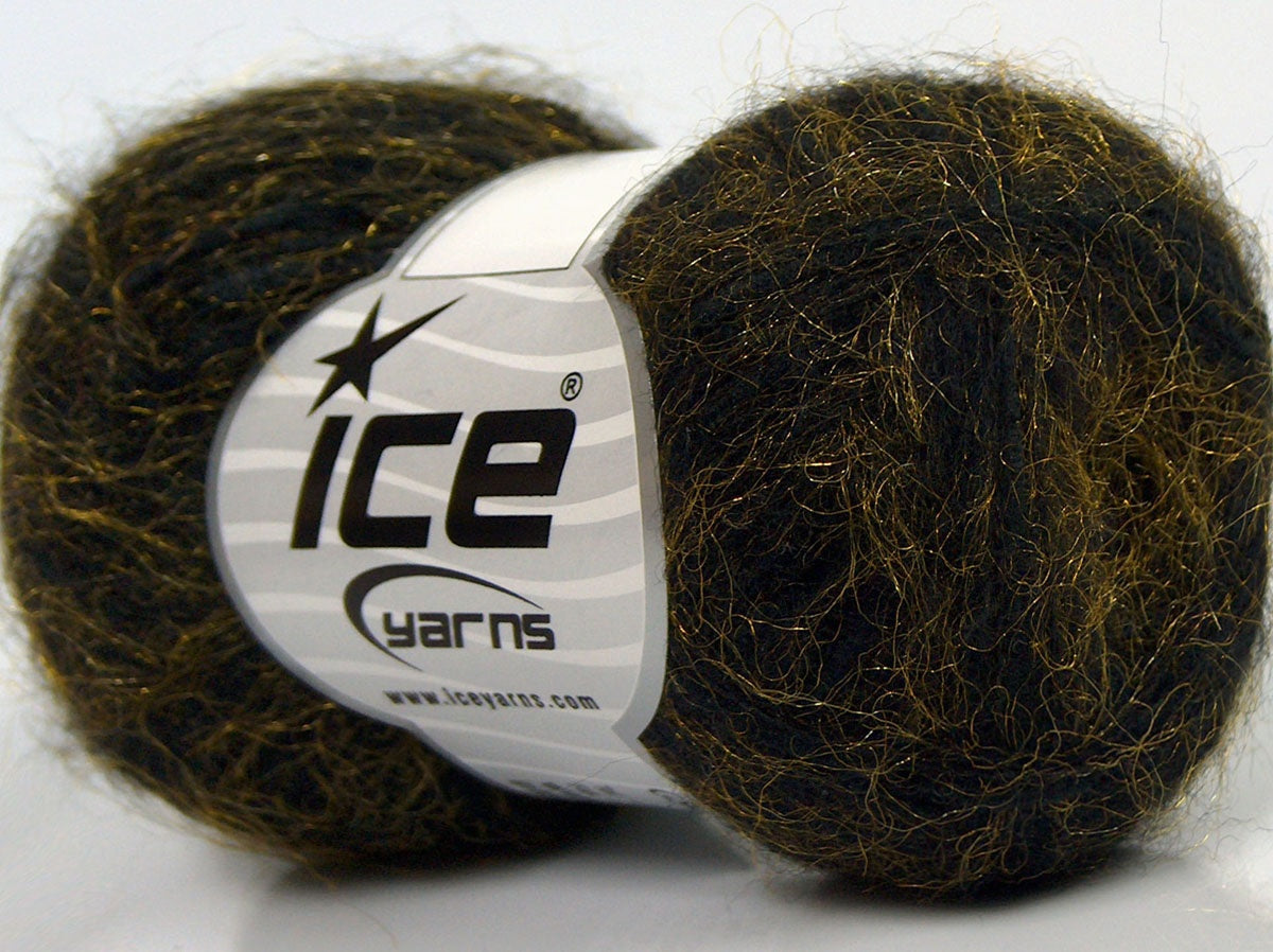 Lot of 8 Skeins Ice Yarns SALE WINTER (8% Mohair 10% Wool) Yarn Black Gold