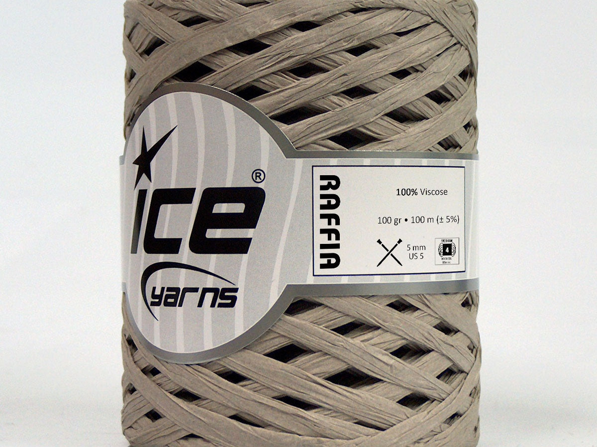 Lot of 2 x 100gr Skeins Ice Yarns RAFFIA (100% Viscose) Yarn Light Beige