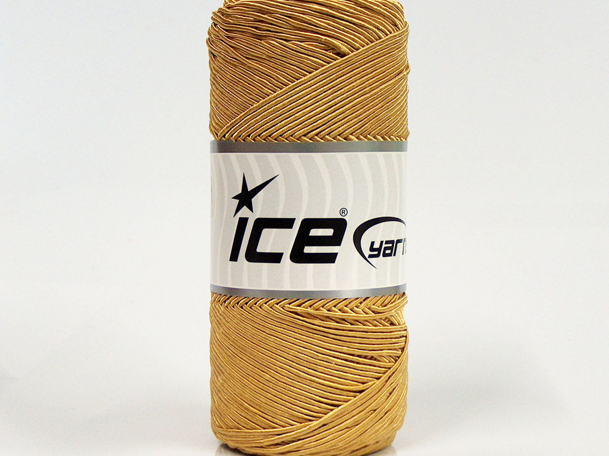 Lot of 2 x 200gr Skeins Ice Yarns SHINY COTTON (30% Cotton) Yarn Gold