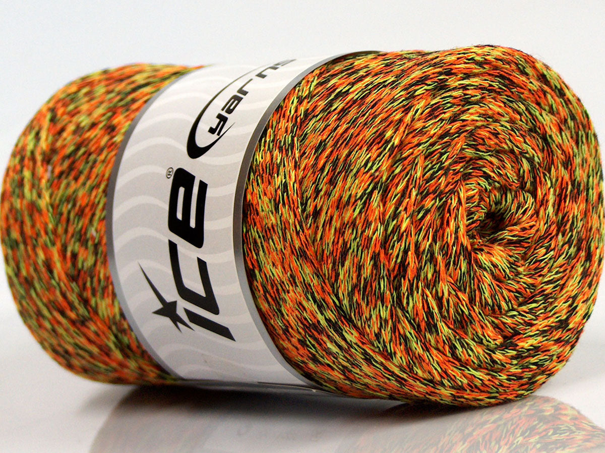 250 gr ICE YARNS MACRAME COTTON COLOR (100% Cotton) Yarn Orange Neon Green Black