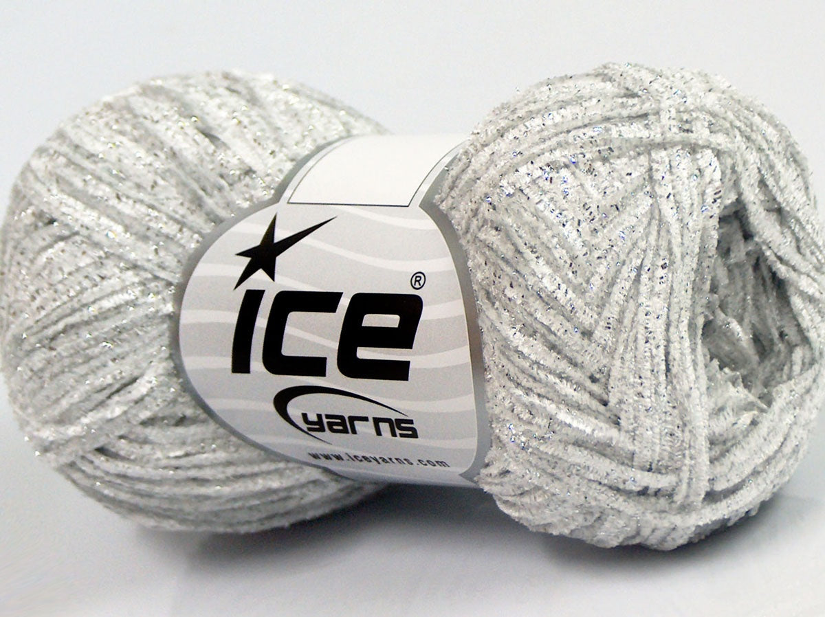 Lot of 8 Skeins Ice Yarns SALE CHENILLE (90% MicroFiber) Yarn Ecru