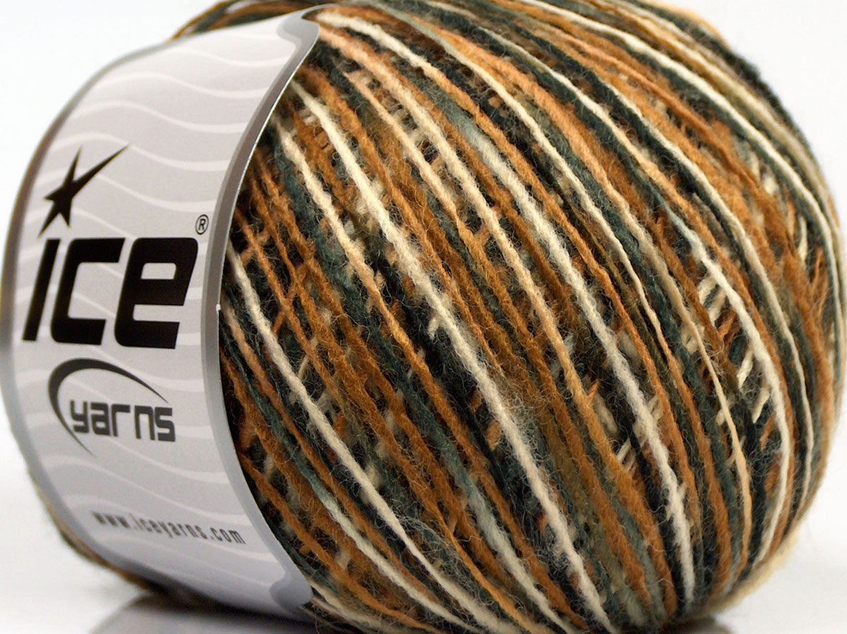 Lot of 8 Skeins Ice Yarns SALE SELF-STRIPING (30% Wool) Yarn Brown Black Grey Cream