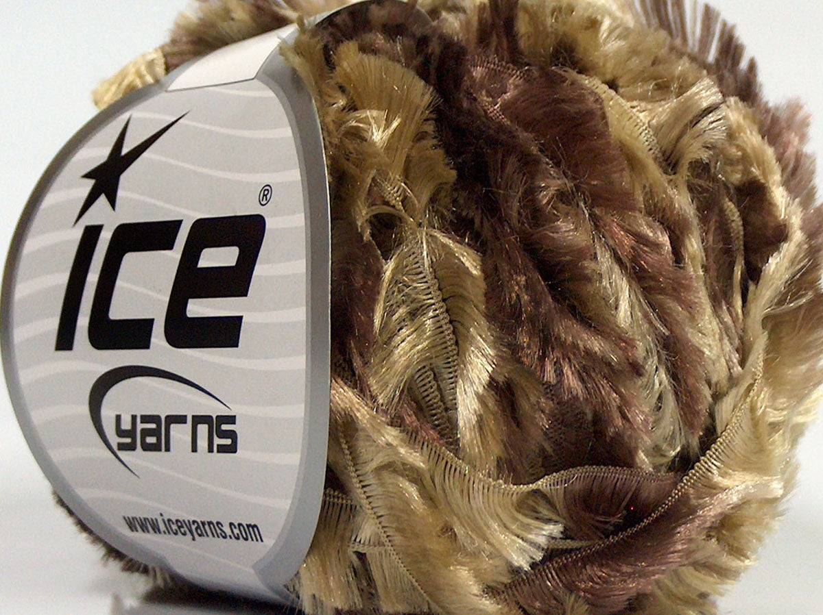 Lot of 8 Skeins Ice Yarns SALE EYELASH Hand Knitting Yarn Brown Shades