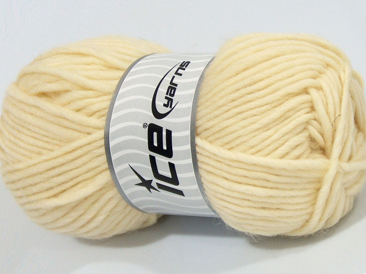 Lot of 4 x 100gr Skeins Ice Yarns TERESINA (100% Wool) Hand Knitting Yarn Cream