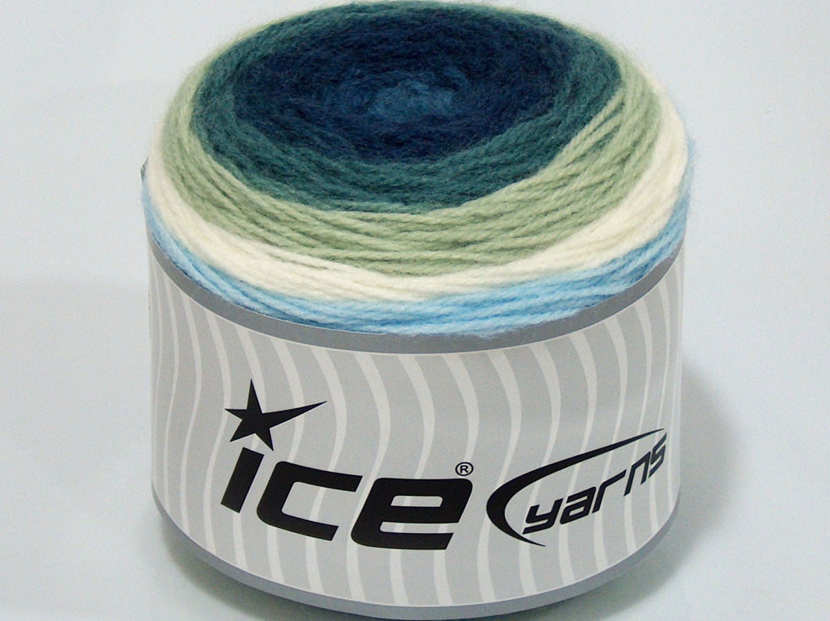 Lot of 2 x 150gr Skeins Ice Yarns SALE CAKES YARN (15% Viscose) Yarn Blue Shades Green Shades