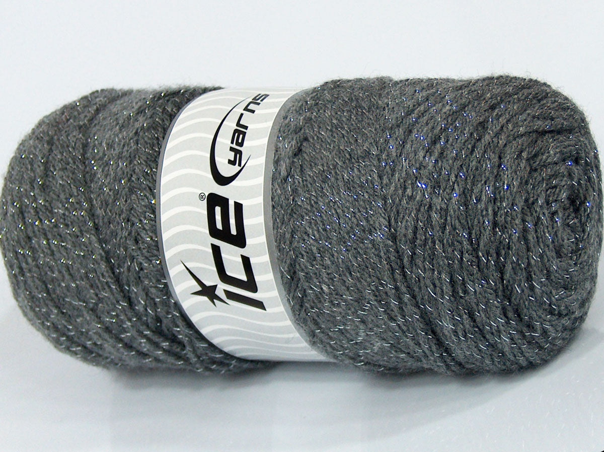 Lot of 2 x 200gr Skeins Ice Yarns SALE SAVER METALLIC Hand Knitting Yarn Grey