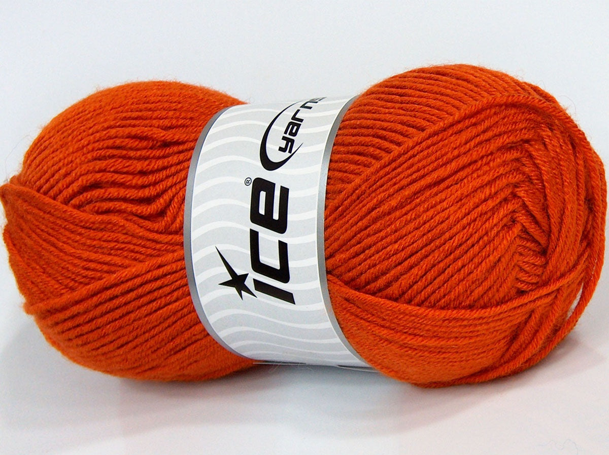 Lot of 4 x 90gr Skeins Ice Yarns SALE PLAIN Hand Knitting Yarn Orange