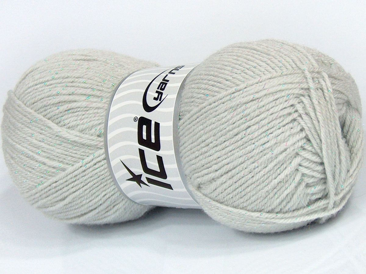 Lot of 4 x 90gr Skeins Ice Yarns SALE METALLIC Yarn Light Grey Iridescent