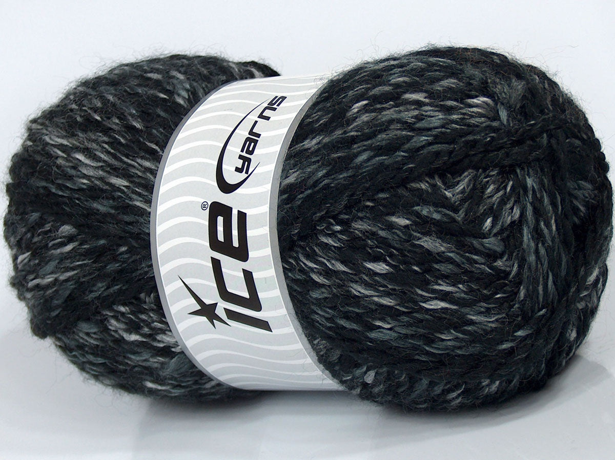 Lot of 2 x 215gr Skeins Ice Yarns SALE SELF-STRIPING Yarn Black Grey White