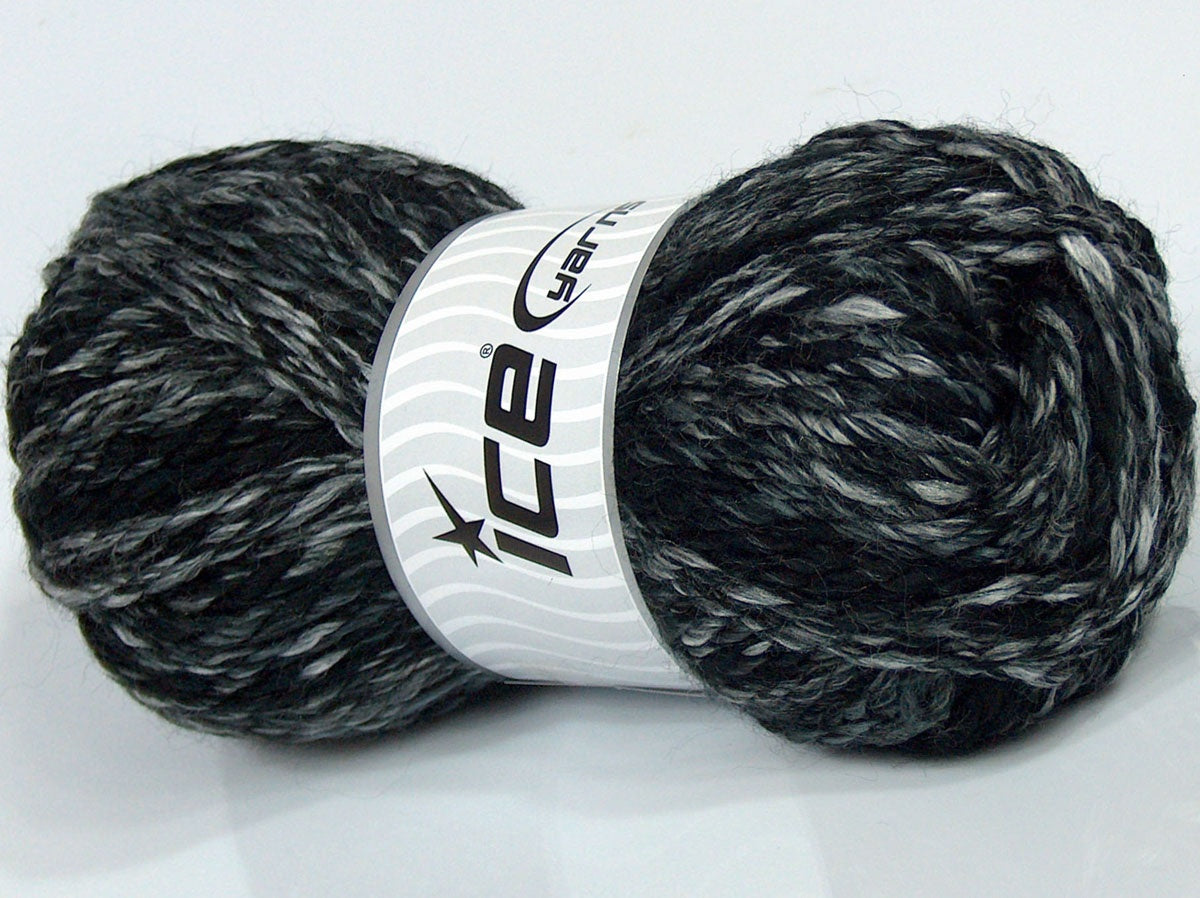 Lot of 4 x 100gr Skeins Ice Yarns SALE WINTER Yarn Black Grey White
