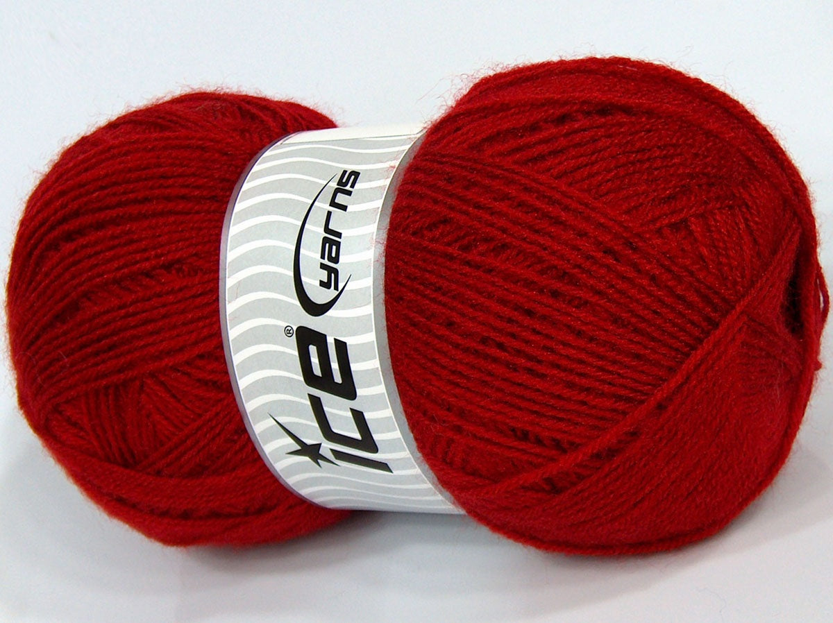 Lot of 2 x 190gr Skeins Ice Yarns SALE PLAIN Hand Knitting Yarn Red