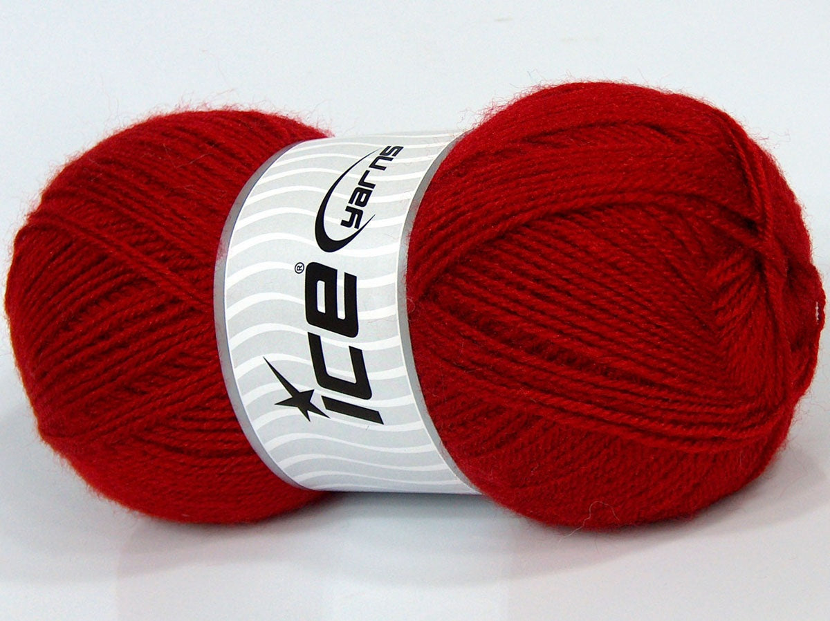 Lot of 4 x 100gr Skeins Ice Yarns SALE PLAIN Hand Knitting Yarn Red
