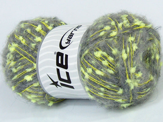 Lot of 4 x 100gr Skeins Ice Yarns CUSTOM BLEND (30% Wool) Yarn Light Grey Neon Green