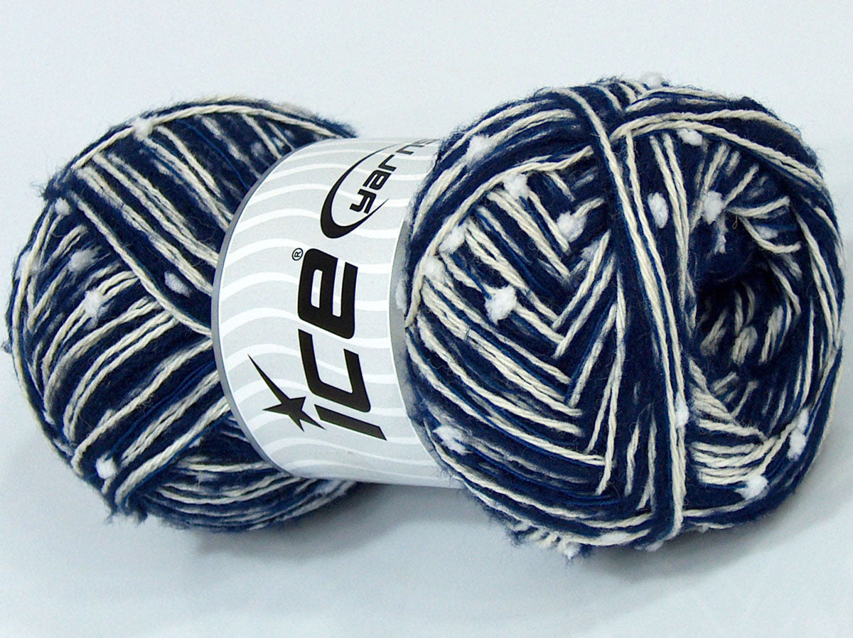 Lot of 4 x 100gr Skeins Ice Yarns Acrylic Types CUSTOM BLEND Yarn White Blue Navy