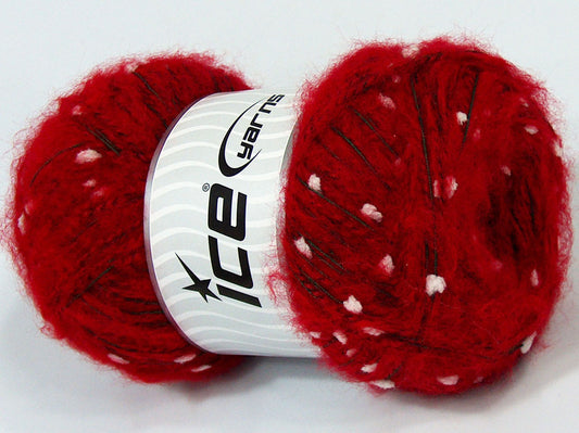 Lot of 4 x 100gr Skeins Ice Yarns SALE MOHAIR-WOOL BLEND (10% Wool) Yarn Red Green White