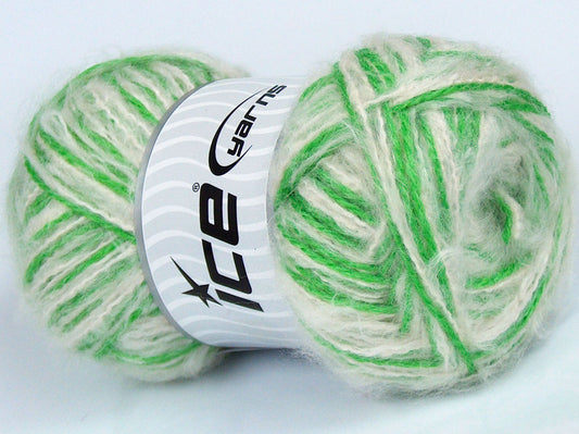 Lot of 4 x 100gr Skeins Ice Yarns CUSTOM BLEND (5% Wool) Yarn Dark Cream Green