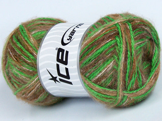 Lot of 4 x 100gr Skeins Ice Yarns CUSTOM BLEND (5% Wool) Yarn Brown Shades Green