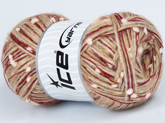 Lot of 4 x 100gr Skeins Ice Yarns CUSTOM BLEND (25% Wool) Yarn Burgundy White Light Brown
