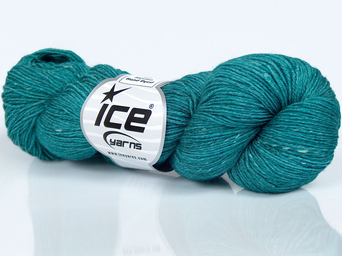 Lot of 4 Skeins Ice Yarns SILK MERINO HAND DYED (20% Silk 80% Superwash Merino Wool) Yarn Emerald Green