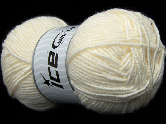 Lot of 4 x 100gr Skeins Ice Yarns CLASSIC WOOL WORSTED (25% Wool) Yarn White